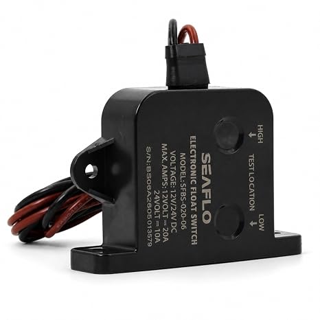 SEAFLO Electric Field Bilge Switch - 12V/24V, 20A at 12V or 10A at 24V, Automatic Water Level Sensor Switch, No Float, Solid State Bilge Pump Switch, Marine Boat, SFBS-20-06,