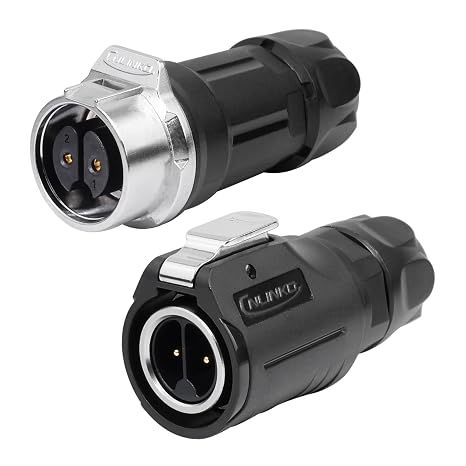 CNLINKO LP-16 2-Pin Screw Lock Waterproof Connector, IP68 Aviation Circular Quick Plug, M16 Male & Female Plug Pair (LP16 2-Pin Screwing)
