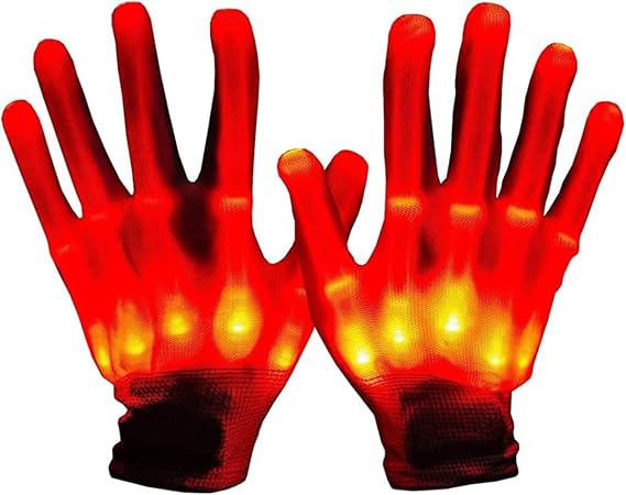 Led Glow Gloves for Boys Girls Adults Light Up Skeleton Gloves Finger Flashing Gloves for Halloween Christmas