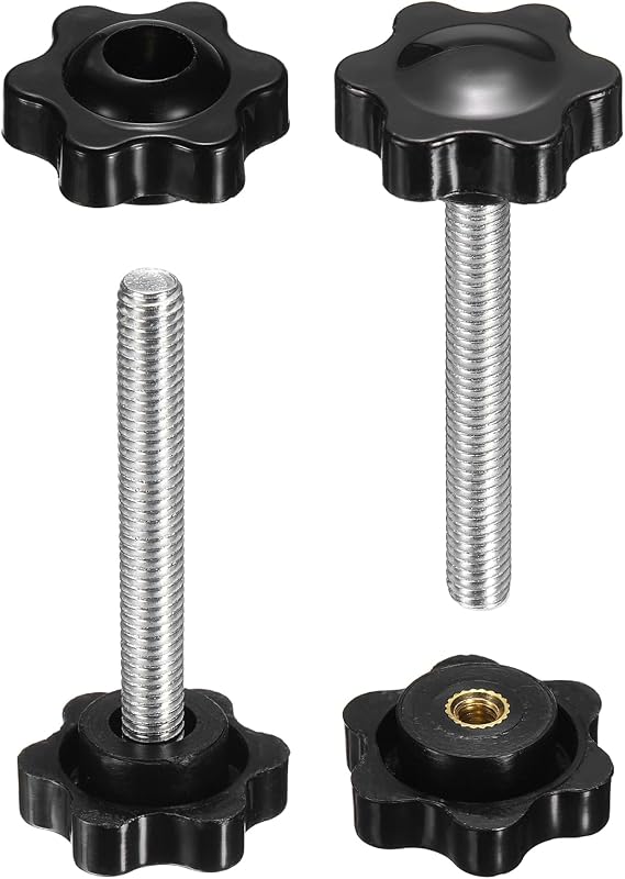 sourcing map 2 Set Star Knobs M6 x 55mm Male + M6 Female Thread 25mm Head