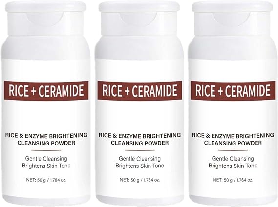 Rice Enzyme Brightening Cleansing Powder, Rice Water Bright Facial Foaming Cleanser, Korean Face Wash for Face and Body, Deep Hydrating, Gentle Cleansing, Soften Skin (3Pcs)