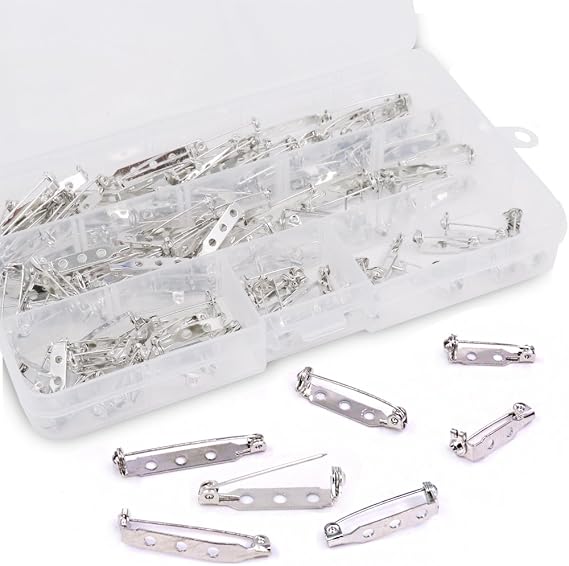 120Pcs 3 Sizes Silver Tone Pin Back Clasp Brooch for Badge Crafts, Jewelry Crafting, Sewing Fabric, Making Corsage - Small/Medium/Large