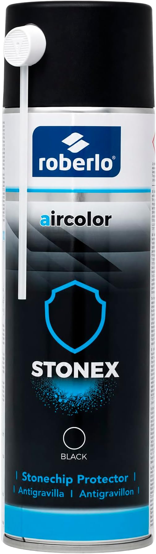 Roberlo Aircolor Stonex Stonechip Protector - Black Textured Underbody Coating, Anti-Gravel & Anti-Corrosion Aerosol, Paintable Automotive Stone Chip Protection - 500ml