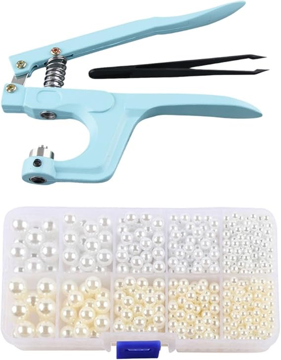 Pearl Handmade Setting Machine, Manual Beads Rivet Fixing Machine (Beige)