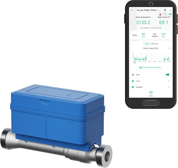 YoLink FlowSmart All-in-One Ultrasonic Water Meter, 0.75, YS5018