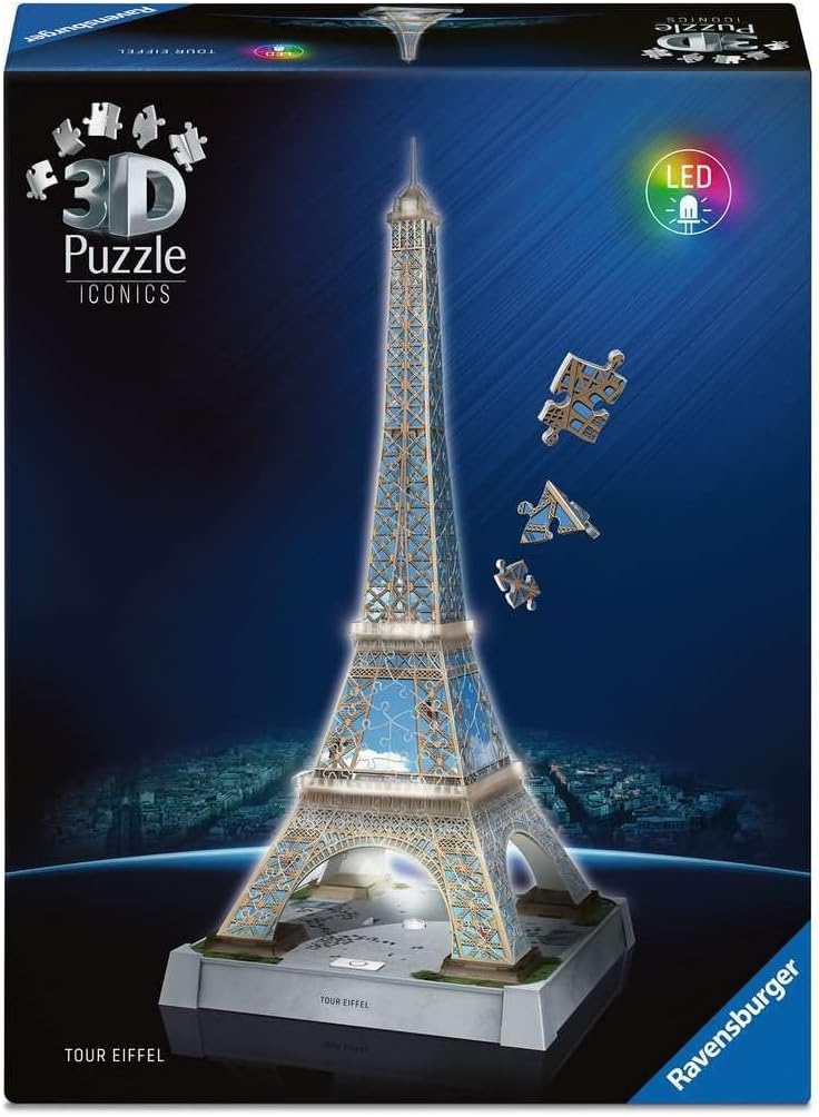 Ravensburger Iconics Eiffel Tower - Light Up 216 piece 3D Jigsaw Puzzle for Adults and Kids Age 10 Years Up