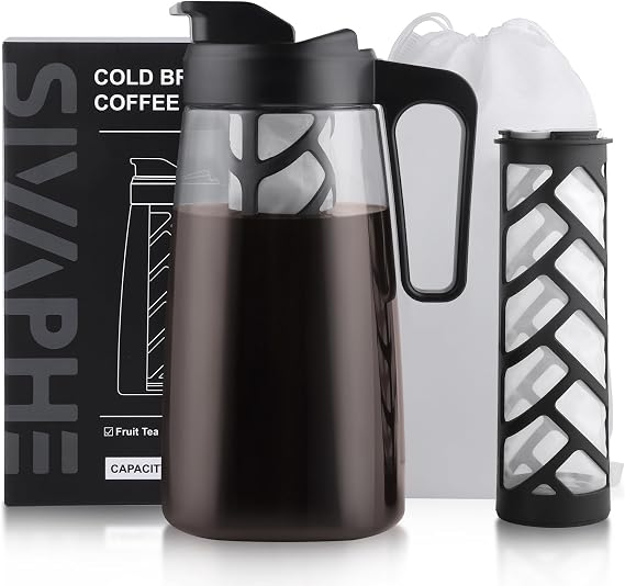 Sivaphe 64oz Cold Brew Coffee Maker with Mesh Filter, BPA Free Tritan