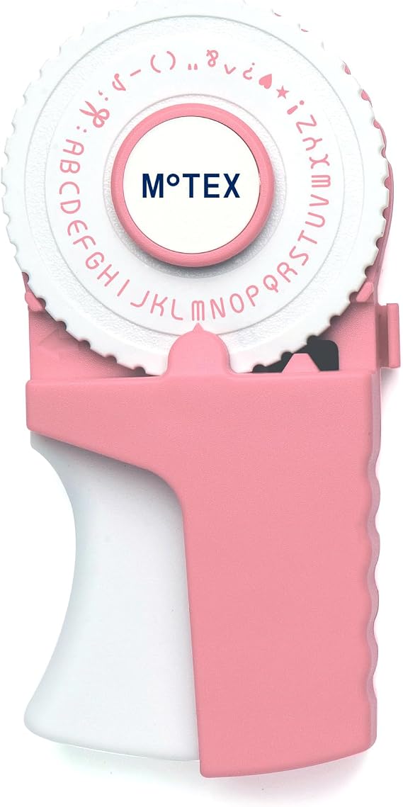 Motex Embossing Label Maker, Labeling Tool, Old School Label Maker, for Manual Label Embossing- E-303, (2 Wheels &1 Refill Tape Included, Ready to use) (Rose Pink)