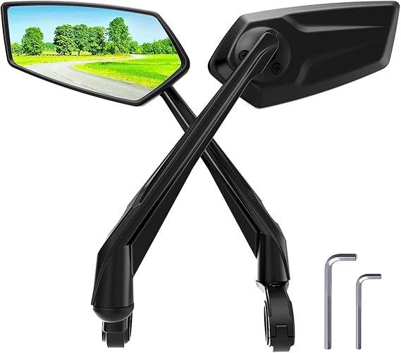 RBRL Bike Mirror, 360 Adjustable Mirror with Drop-Proof Structure, 3-Screw Locking Anti-Loosen System, Aluminum Alloy Base, Wide Angle Vision Bicycle Mirror for eBikes(A set)