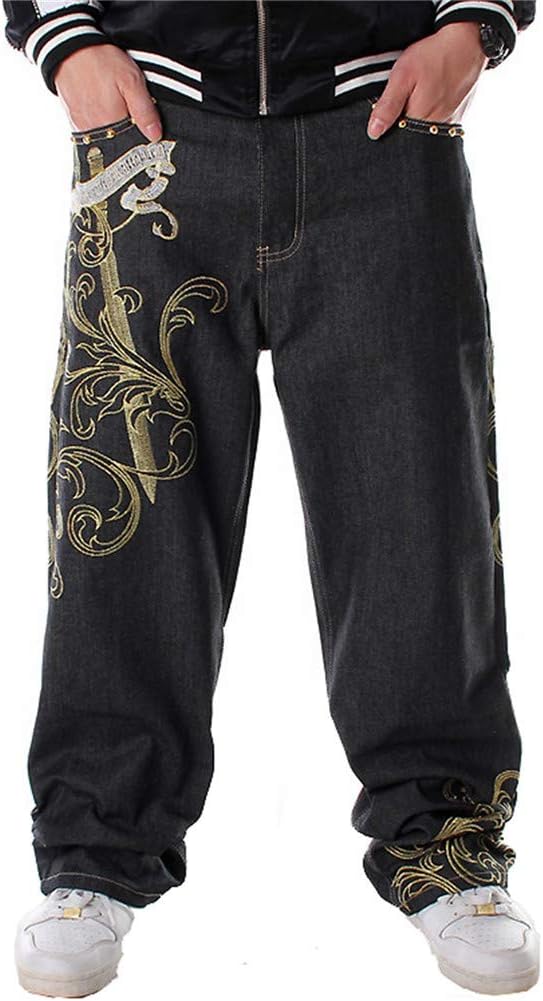 LUOBANIU Men's Baggy Jeans Loose Fit Hip Hop Streetwear Vintage 90s Y2k Stretch Comfort Casual for Dance & Skateboard