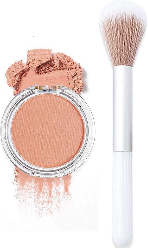 Peach Pink Blush Palette for Cheeks Make Up, Long Lasting with Brush
