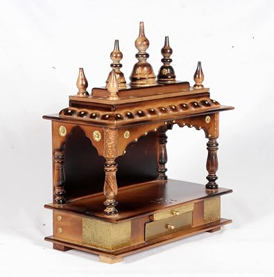 Rajasthani Ethnic Handcrafted Wooden Temple  Mandir  Pooja Ghar  Mandapam Size 15x8x18 Inch Outer and 13x7x7 Inch Inner Length x Deep x High KI-176