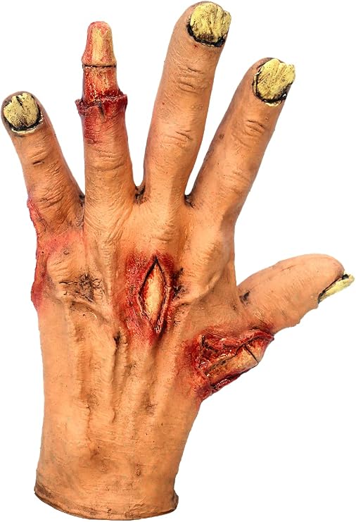 Ghoulish Productions Zombie Rotted Hands Costume Gloves, Red / Yellow / Silver, One Size