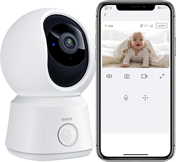 ARENTI 360 Baby Camera, 2.4G WiFi w/App,1-Click Call, Support SD Card(B2)