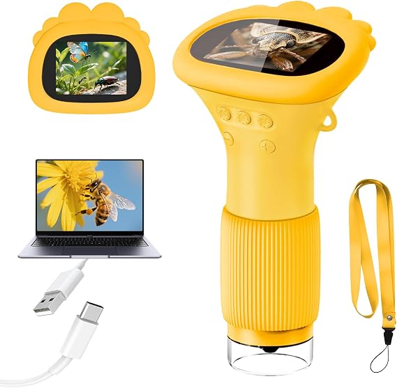 Acoath Microscope for Kids, 1000X Handheld Digital Miniscope with 2.0" Screen, Portable Pocket Microscope Education Toys Birthday Gifts for Age 3 4 5 6 7 8 9 10 Girls Boys