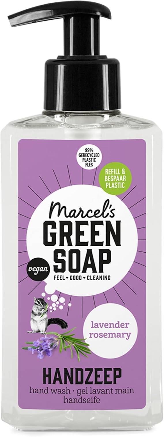 Marcel's Green Soap - Hand Soap Lavender & Rosemary - Handwash Dispenser - 99% recycled plastic bottle - Vegan - Refillable - 250 ml
