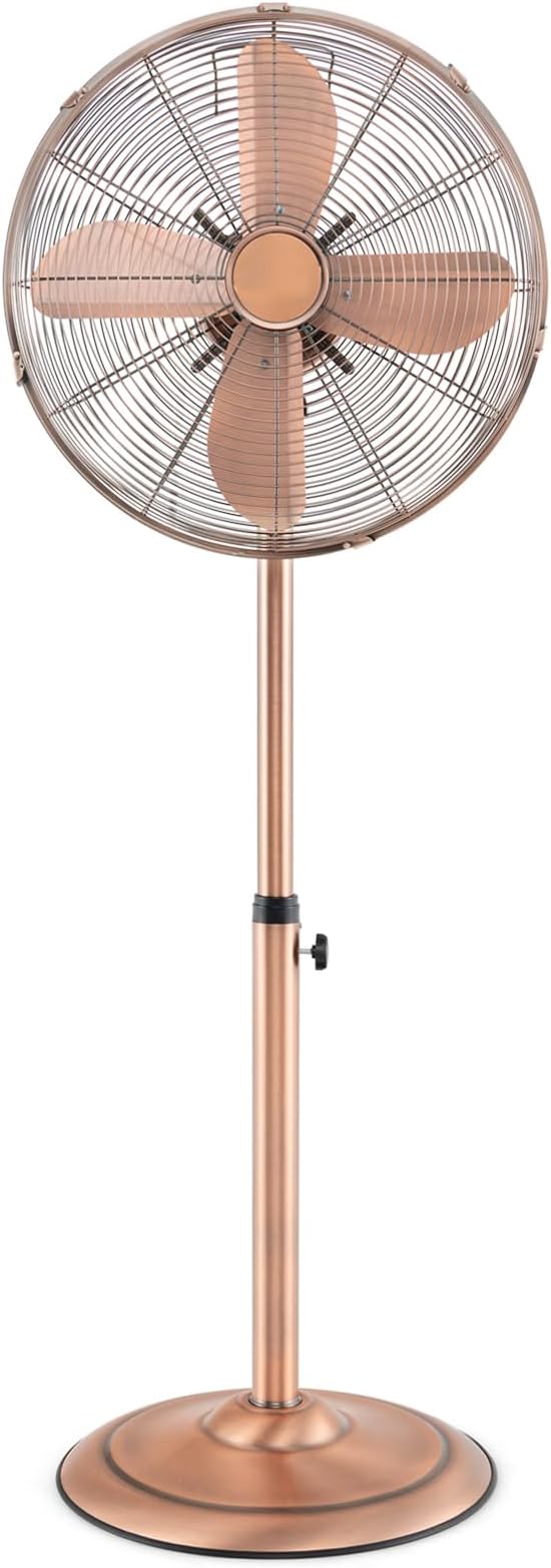 Tangkula 16-Inch Metal Pedestal Fan, Industrial Metal Standing Fan with Adjustable Height, 3 Speeds, 75 Oscillation & 20 Head Tilt, Floor Fan with Weighted Base for Living Room Office (Copper)