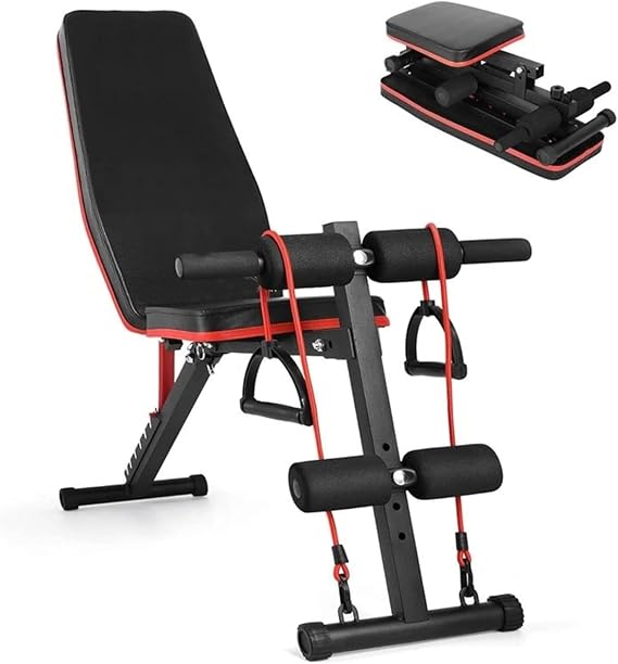 Adjustable Weight Bench Foldable Home Gym Bench Multi Position Incline Decline Flat Utility Strength Training Bench for Full Body Workout Exercise Fitness Equipment Weight Lifting Press Training