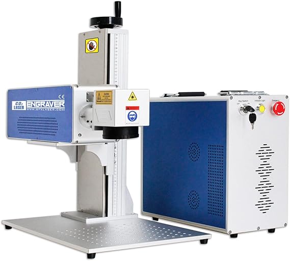 CO2 Galvo Laser Engraver Laser Marking Machine Laser Marker 30W, 140140mm Lens with D80 Rotary Axis Class 1 Laser Output Power 0.39mW