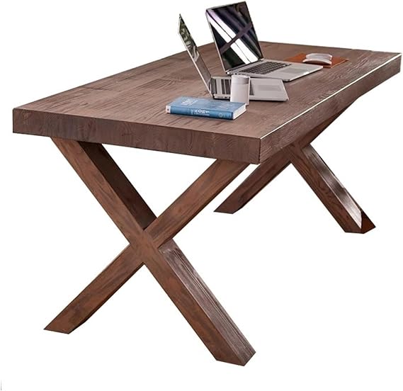 PC Desk Solid Wood Desk Rustic Study Office Table, Modern and Simple Style, Ideal for Dining, Writing(XL)