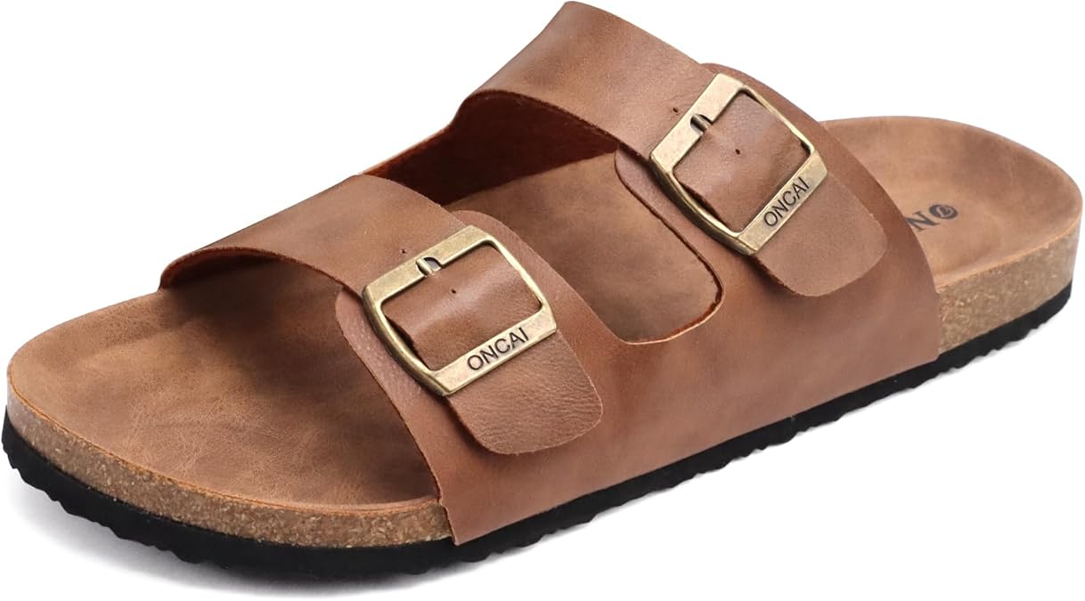 Men's Cork Slide SandalsSummer SlippersFashion Mules with Adjustable Strap