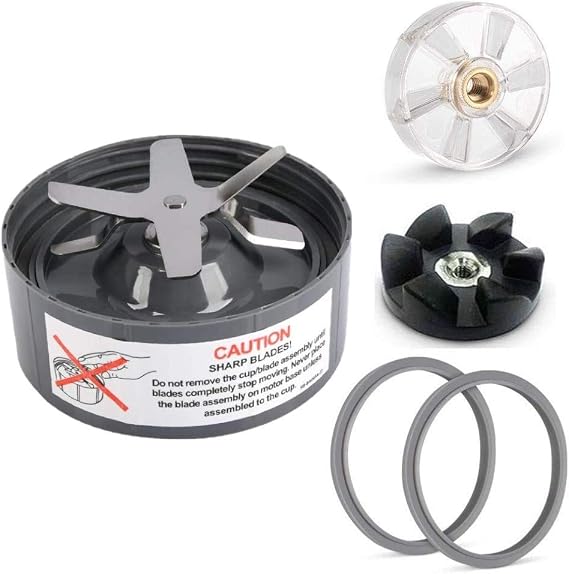 LATERN Replacement Extractor Blade Stainless Steel Blade Base Juicer Accessories Part Fits for 600/900W NutriBullet Blender (with Blade Gear, Base Gear, Silicone Gasket)