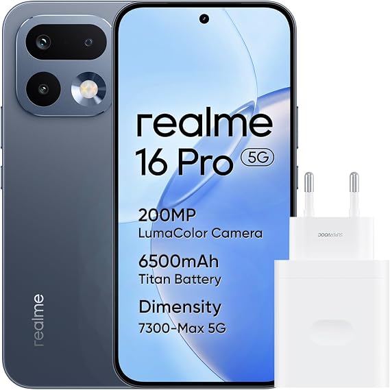 realme Smartphone 16 Pro 5G 256GB 8GB Pebble Grey INT+NFC RMX5120 EU AMZ