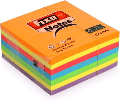 Adhesive Notes 76 x 76 Fluor, Cube/Cube 4 Colour