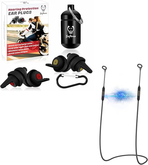 Motorcycle earplugs + Safety Cord