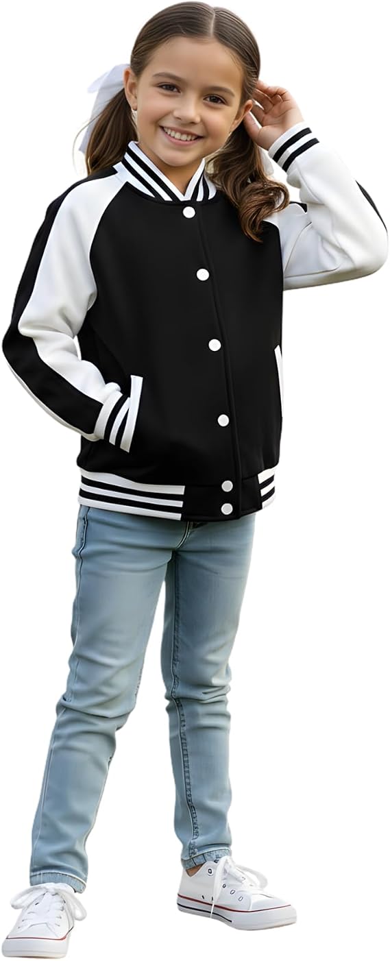 A2Z 4 Kids Girls Boys Varsity Jacket Baseball Coat Age 2-13 Years