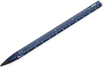 TROIKA Multi Tasking Pencil with Sustainable Continuous Aluminium and Metal Tip Blue Interchangeable Erasable with Centimeter/Inch Ruler Size 147 x 10 x 10mm PEN20/DB