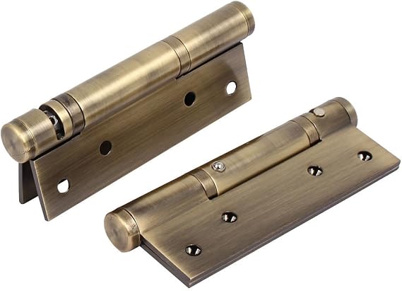 Ranbo Stainless Steel Heavy Duty Spring Loaded Door Butt Hinge,Automatic Closing/Soft Closer/Adjustable Tension/Support Buffer gate 5 X 3 inch Brushed Chrome(1 Pair) Thickness 2.9 mm (Bronze)