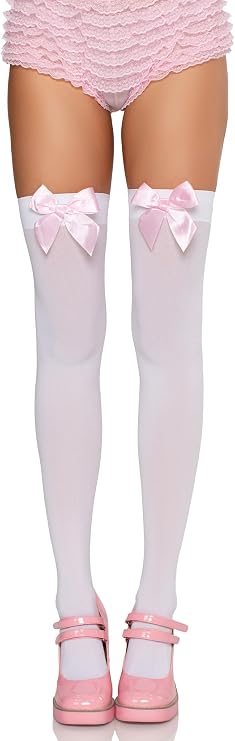 Leg Avenue Women's Satin Bow Accent Thigh Highs