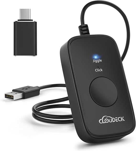 Mouse Jiggler Undetectable,2 in 1 Mouse Mover and Mouse Clicker with Type-C Adapter for Computer, Plug & Play, Simulate Mouse Movement to Prevent The Computer from Entering Sleep Mode