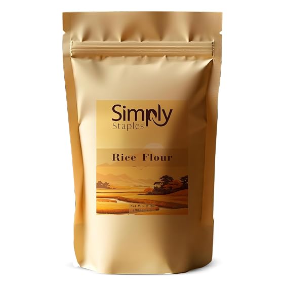 Simply Staples White Rice Flour, 2 lb, Freshly Milled, Fine-Ground Gluten-Free Flour for Cooking, Baking & Thickening, Unbleached, Non-GMO, All-Purpose Flour, Alternative to Brown & Sweet Rice Flour