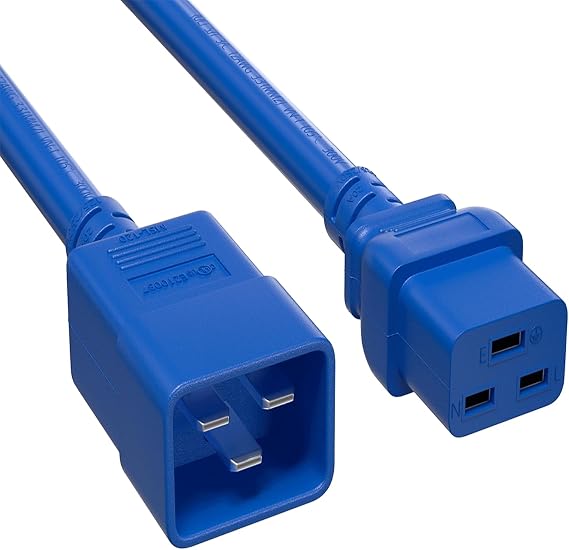 SANOXY Cables and Adapters; 10ft 12 AWG 20A 250V Heavy Duty Power Cord (IEC320 C20 to IEC320 C19), Blue