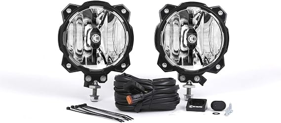KC HiLiTES 91301 Gravity LED Pro6 Single Spot Beam with Wiring Harness and Illuminated LED Light Switch - Pair Pack System