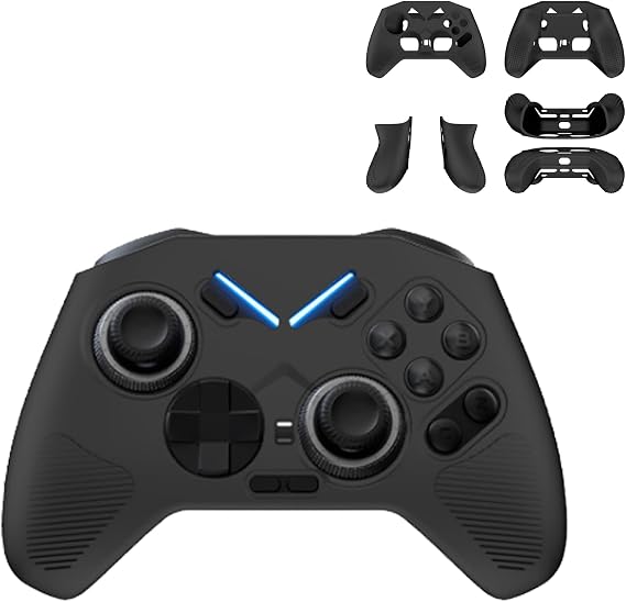 for FLYDIGI Vader 4 Pro Silicone Grip Case ,Soft Skin Silicone Case Full Protective Case Cover with FLYDIGI Vader 4 Pro-Black