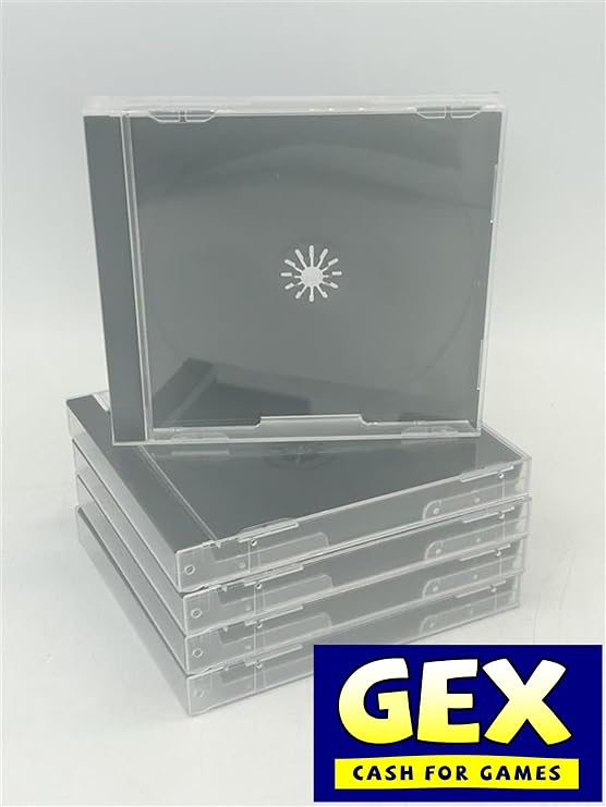 5x Pack GEX PS1 Replacement Case for PlayStation One Games. Compatible Jewel Box, Clear & Black (5)