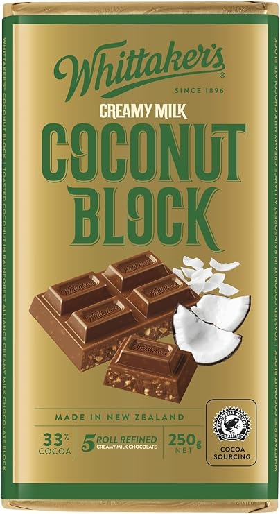 Whittakers Chocolate Block Coconut 250g