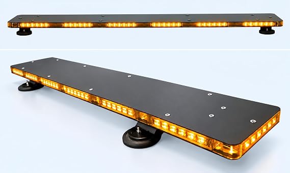 36 Ultra Slim LED Warning Light Bar Amber/White w/Magnetic Mount