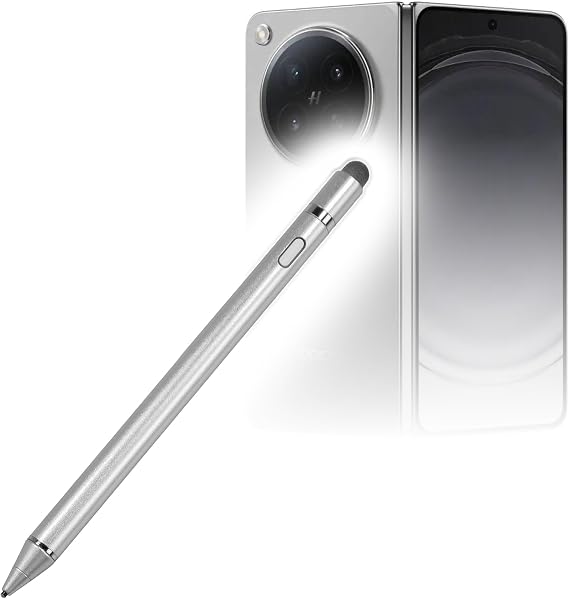 BoxWave Stylus Pen Compatible with Oppo Find N6 - AccuPoint Active Stylus, Electronic Stylus with Ultra Fine Tip - Metallic Silver
