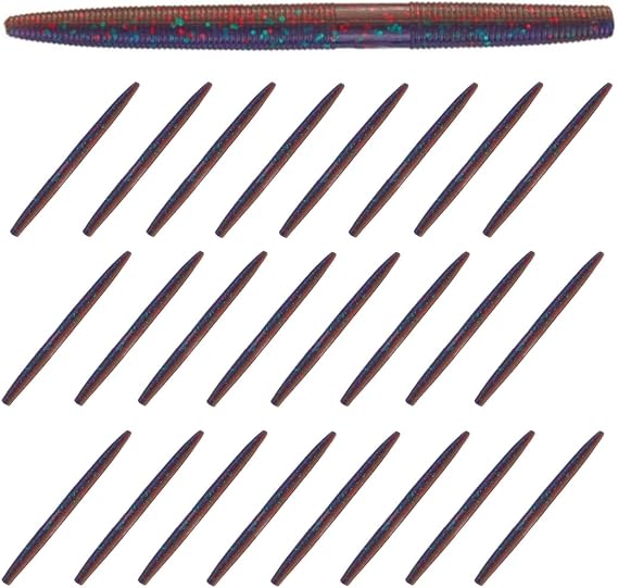 Reaction Tackle Wacky Worms, 5.5 Inch Salt Impregnated Soft Plastic Stick Bait Bass Fishing Lures for Finesse, Wacky, Neko, Texas and Carolina Rigs, 24 Pack