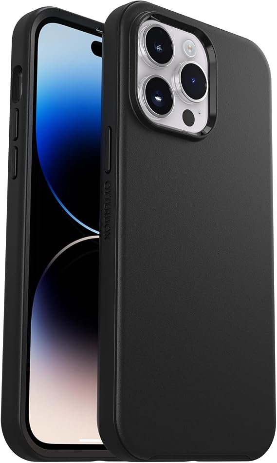 OtterBox iPhone 14 Pro Max Symmetry Series Case - BLACK , ultra-sleek, wireless charging compatible, raised edges protect camera & screen