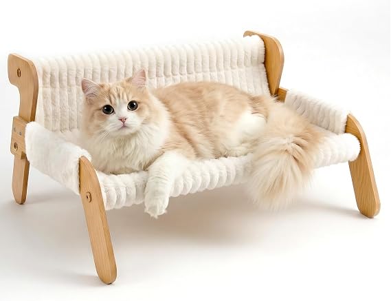 Cat Couch Bed, Pet Sofa for Indoor Cats Wooden Indoor Elevated Cat Beds with Removable Mattress Cover, Cats Raised Kitty Lounge Chair Suitable for
