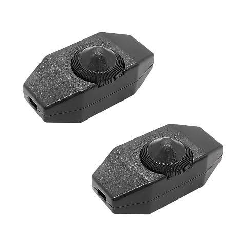 2PCS Inline Dimmer Switches, Knob Dimmer Switch Lights Switch for Lamps Lights (Black)