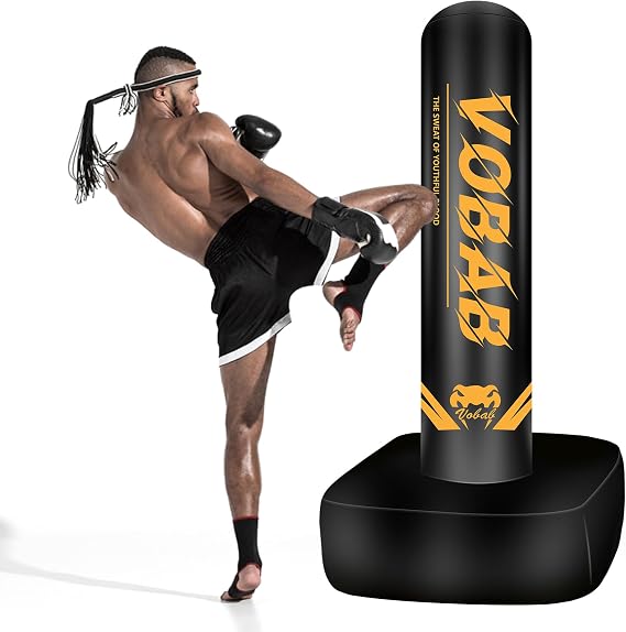 175cm Boxing Punch Bag - Free-Standing 69'' Height, Designed for Men's Training in MMA, Muay Thai, and Fitness - Ideal Inflatable Kickboxing Bag Stand, Essential Boxing Equipment