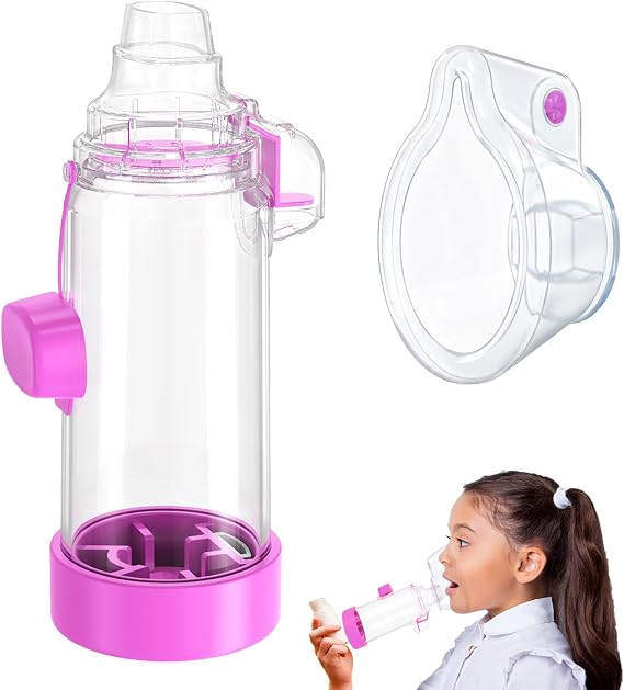 Inhaler Spacer for Children and Adults with Silicone Mask,Nessi OTC Spacer Purple Children