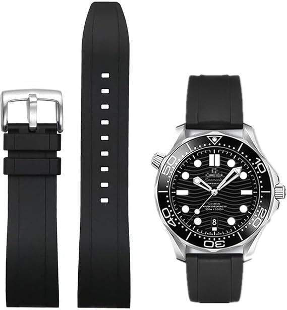 FKM Rubber Watch Strap Quick Release Fluororubber 19mm 20mm 21mm 22mm Soft Durable FKM Rubber Watch Band Universal Replacement Band Strap for Men Women