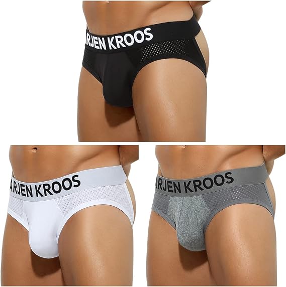 Arjen Kroos Men's Jockstrap Underwear, 3 Pack Mesh Athletic Supporter